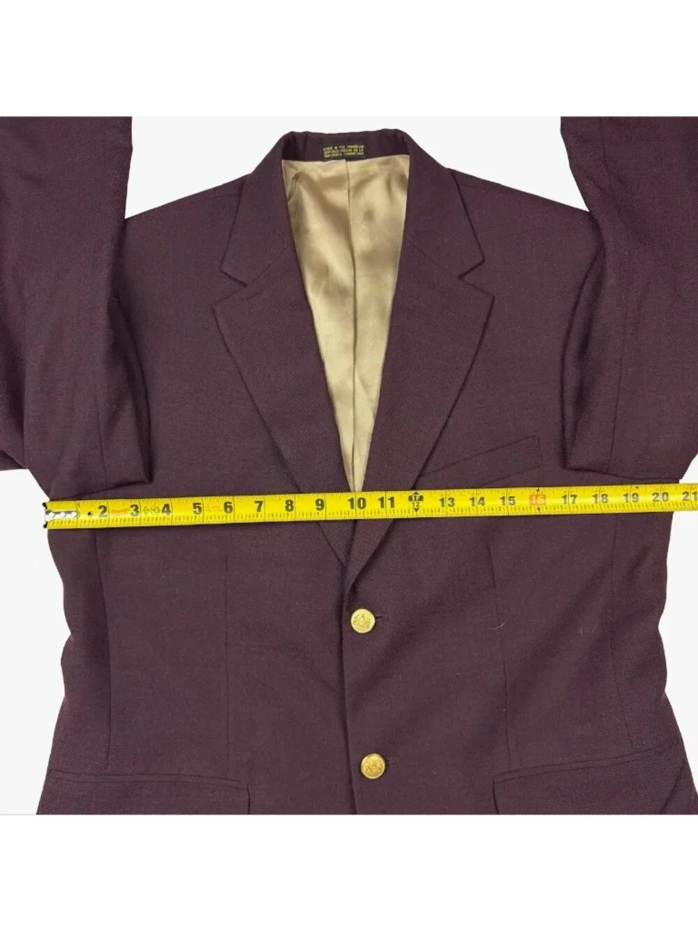 Stafford Men's Wool Blend 2-Button Gold Button Blazer Purple • 38S